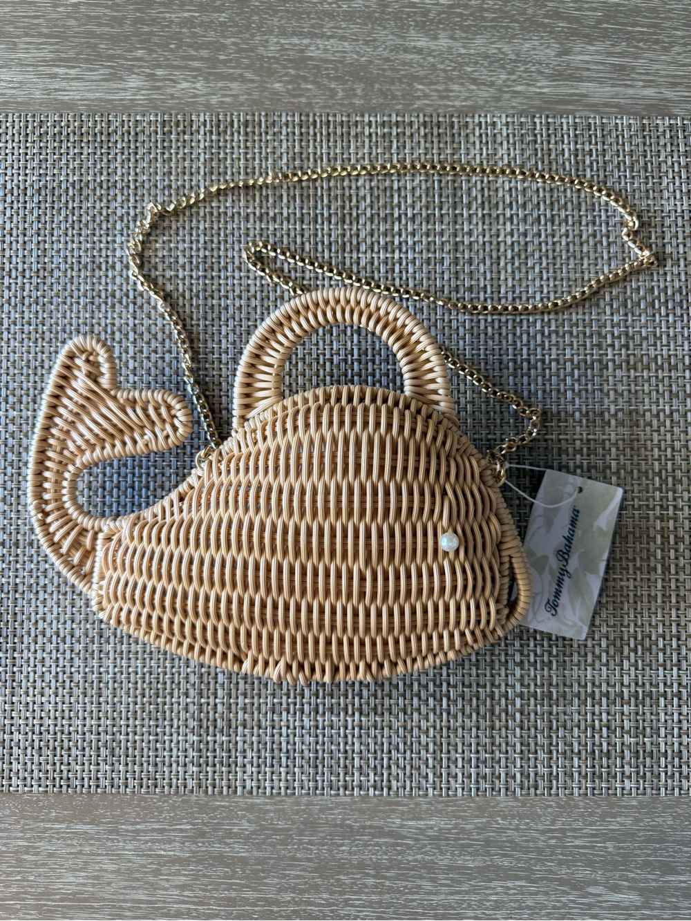Tommy Bahama Woven Whale Straw Crossbody Bag - Natural